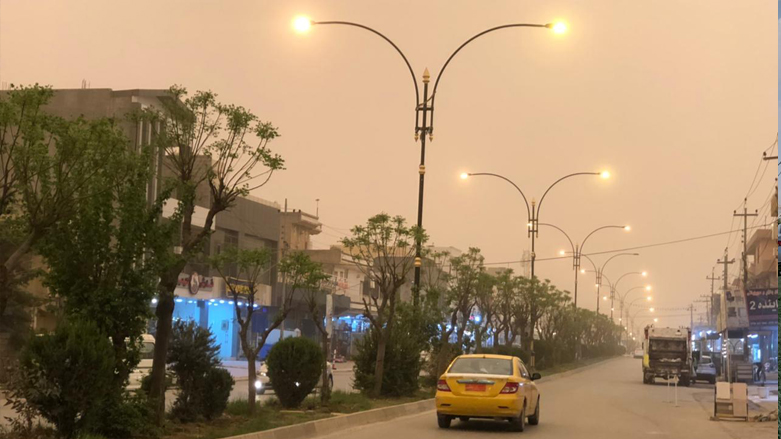 Sand storm in the Kurdistan Region's Sulaimani province, Apr. 7, 2022. (Photo: Hawzhin Jamal/Kurdistan 24)